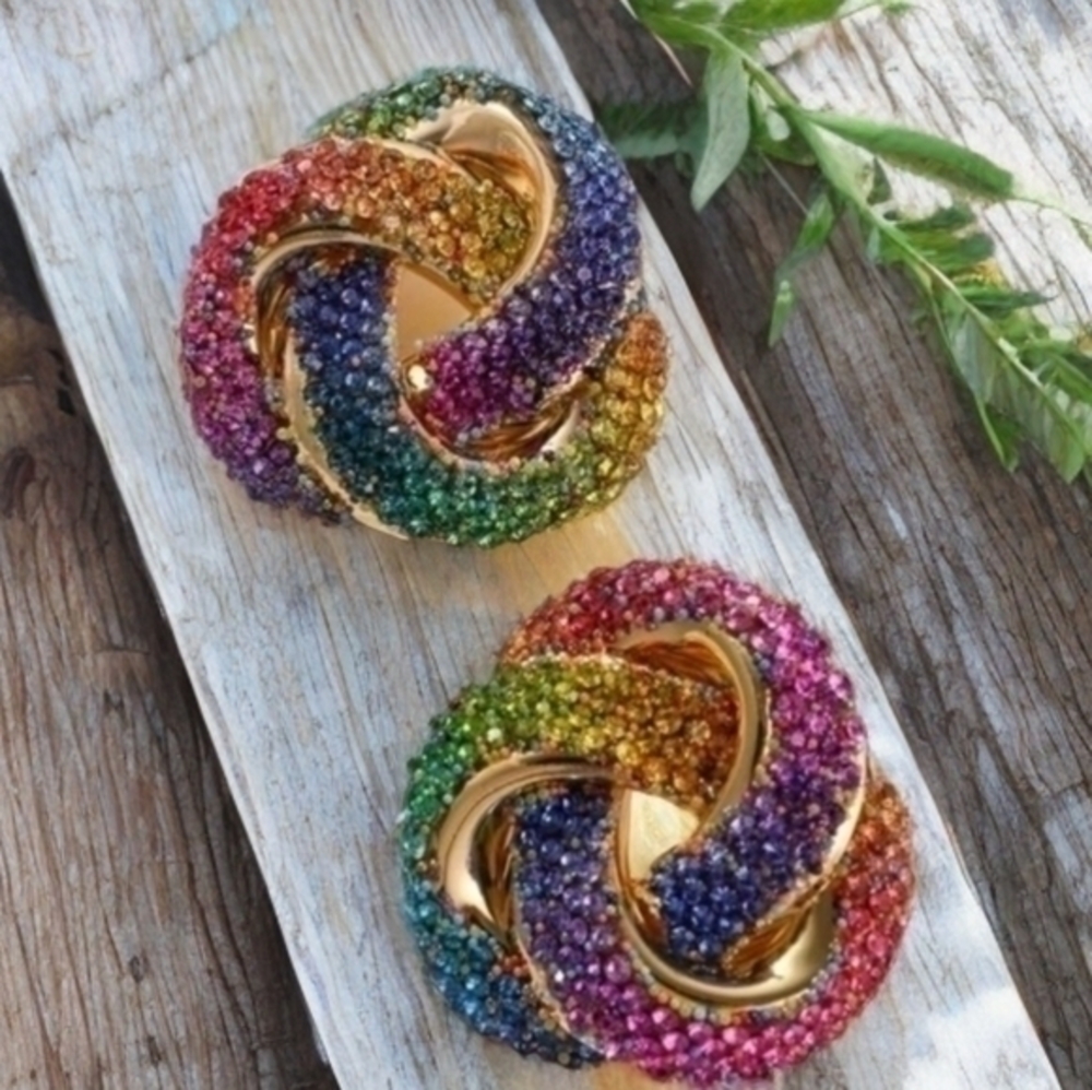 BOSTON PROPER RAINBOW CRYSTAL KNOT EARRINGS 2